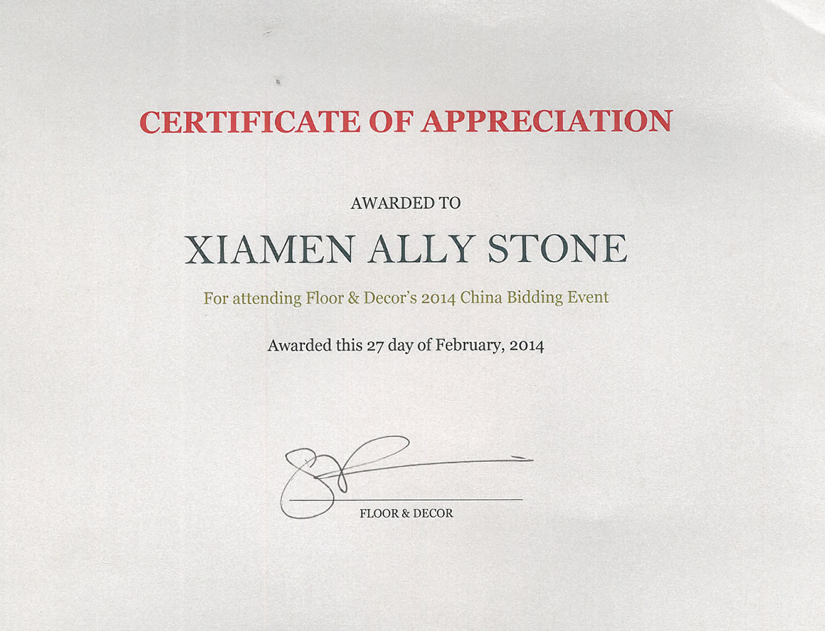 Certificate of Appreciation