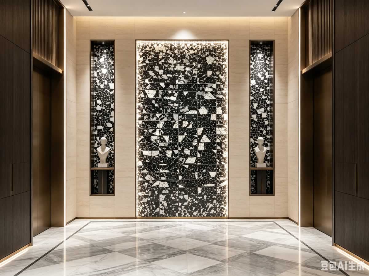 Nero Marquina + Oriental White Mosaic