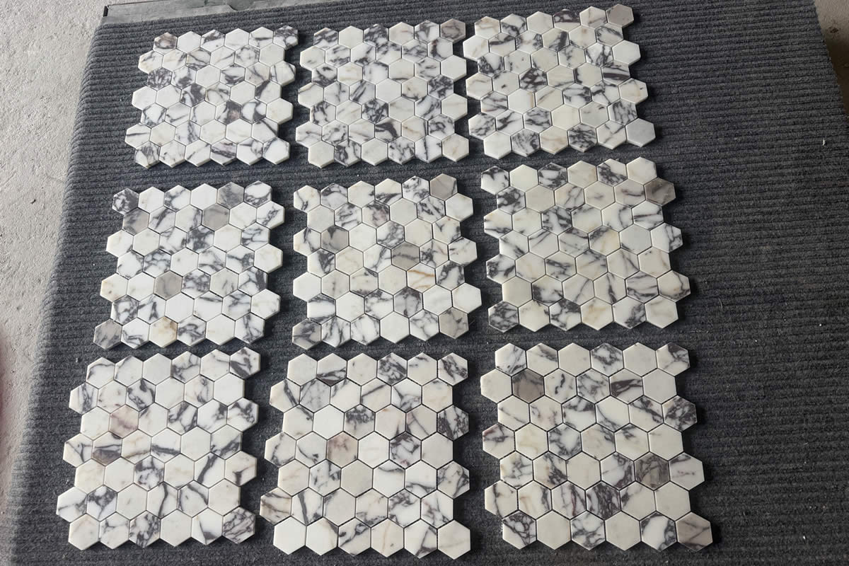 Turkish Calacatta Viola Hex 2″ mosaic